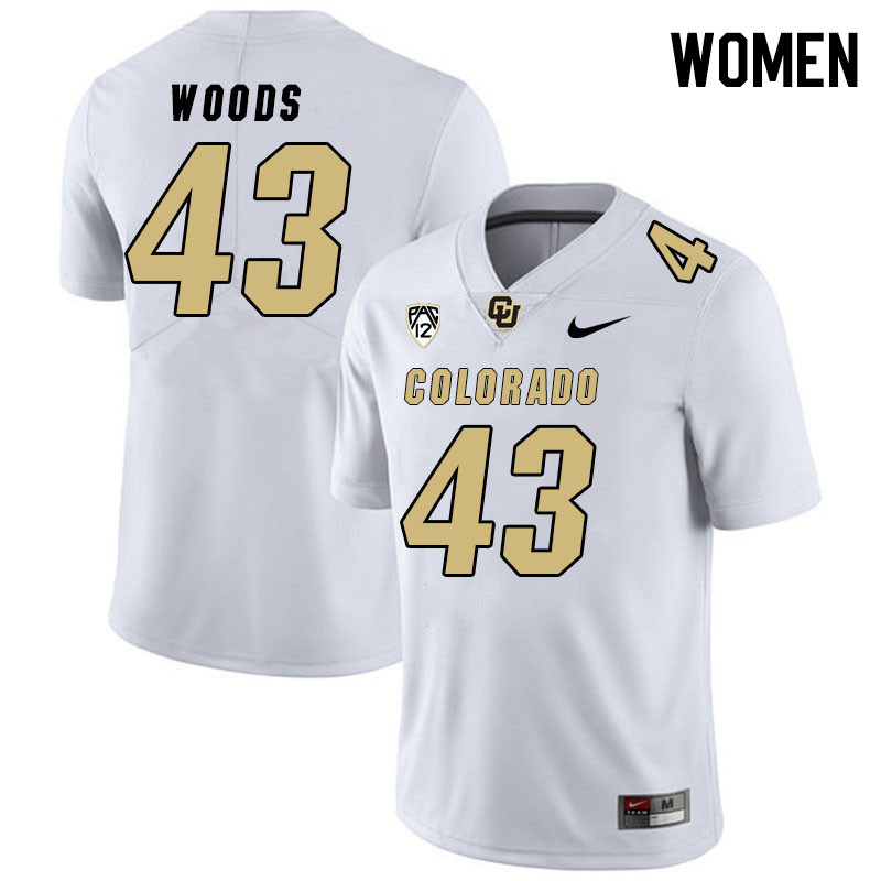 Women #43 Trevor Woods Colorado Buffaloes College Football Jerseys Stitched Sale-White